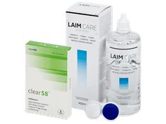 Clear 58 (6 lentilles) + Laim Care solution 400 ml