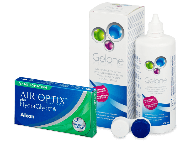 Air Optix plus HydraGlyde for Astigmatism (3 lentilles) + Gelone 360 ml