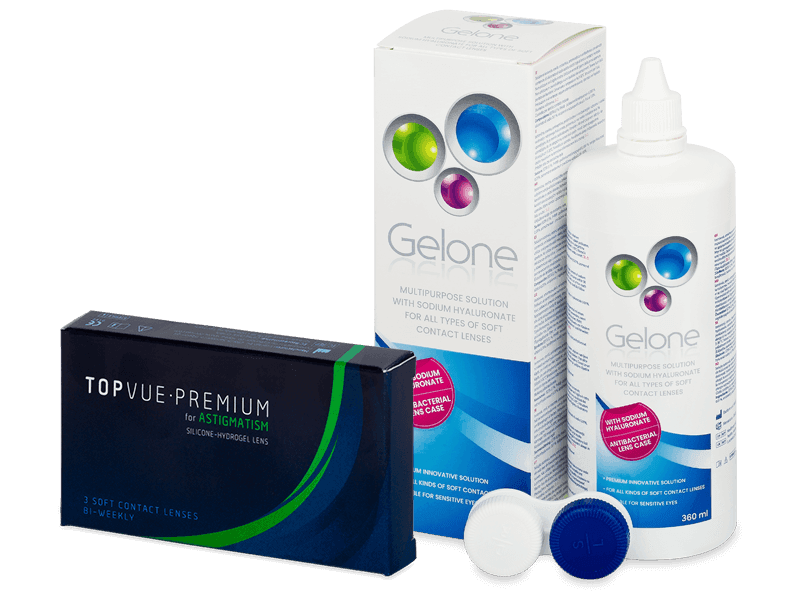 TopVue Premium for Astigmatism (3 lentilles) + Gelone 360 ml
