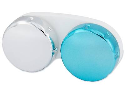Etui pour lentilles effet miroir - bleu/argent